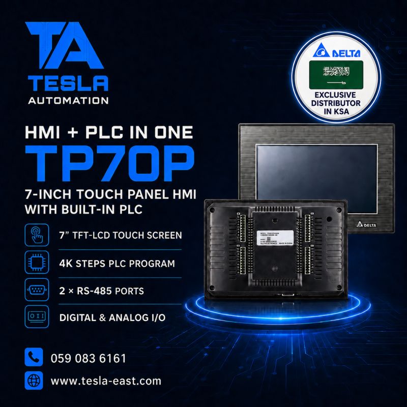 Delta TP70P 7-inch touch panel HMI with built-in PLC